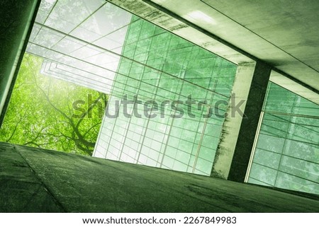 Similar – Image, Stock Photo Sustainble green building. Eco-friendly building in modern city. Sustainable glass office building with tree for reducing carbon dioxide. Office with green environment. Corporate building reduce CO2.