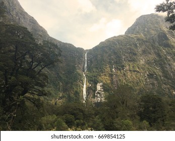 Sutherland Fall On Milford Track, New Zealand