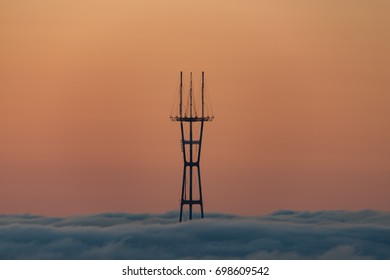 Sutro Tower Through The Sunrise Fog