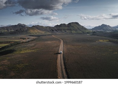 SUV Car Driving In The Countryside Drone Shot