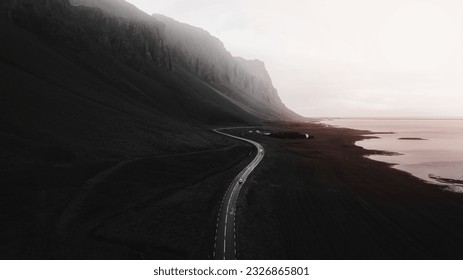 SUV car driving in the countryside drone shot grayscale - Powered by Shutterstock