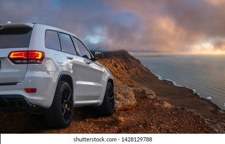 SUV Driving On Mountain Off-roads