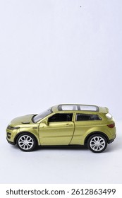 Suv toy car isolated on white background with side view