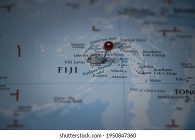 Suva, Capital City Of Fiji Pinned On Geographical Map