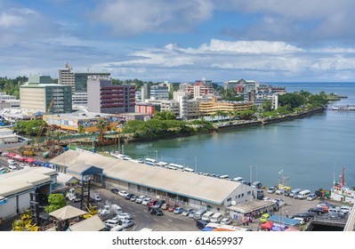 Suva, Fiji - Mar 24, 2017: View of the city centre of Suva, the capital city of Fiji