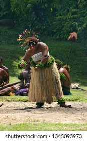 Suva, Fiji - March 30, 2007: Female Dancer Perform A Traditional Dance