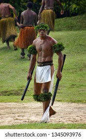 Suva, Fiji - March 30, 2007: Male Dancer Take A Part In A Traditional Performance 