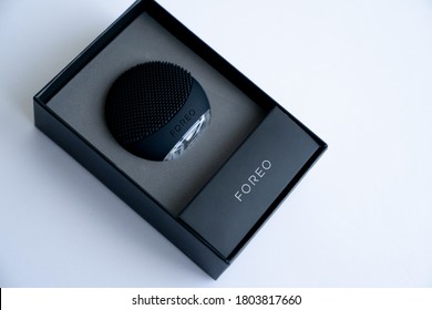 Suzhou., China - August  24, 2020: Luna For Men Facial Cleansing Sonic Brush From Foreo On White Background .