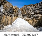 Svartifoss, Iceland, basalt, watefall, winter