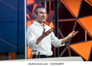 Svyatoslav Vakarchuk, Ukrainian Singer And Founder Of The Okean Elzy Band,  Presents His New Political  Party Holos (Voice) In Kyiv, Ukraine, 07-06-2019. 