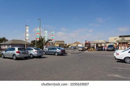 SWAKOPMUND, NAMIBIA - October 8, 2014: Street In Namibian City Swakopmund. City Was Founded In 1892 As The Main Harbour Of German South West Africa.