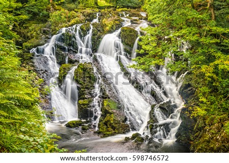 Swallow Falls is a multiple waterfall system in Wales, located on the Afon Llugwy near Betws-y-Coed, in Conwy