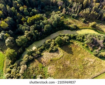 Swampy Oxbow Lake, Aerial View