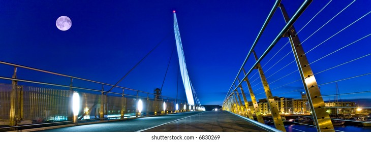 Swansea Sail Bridge At Night