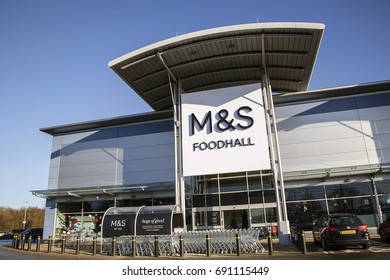 Swansea, UK: December 28, 2016: Front View Of A Marks And Spencer Food Hall. Marks Also Provide Online Orders For Home Delivery Or A Click And Collect Option. 