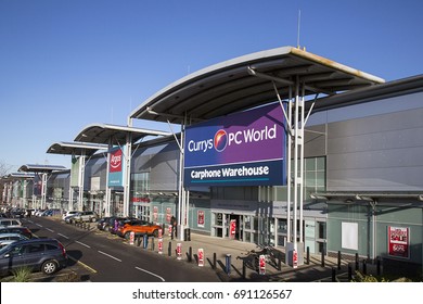 Swansea, UK: December 28, 2016: Currys And PC World Store Incorporating A Carphone Warehouse. Building Exterior Of A Computer Hardware Store.