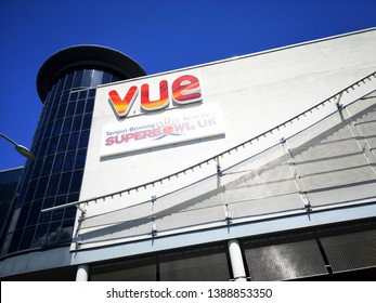 Swansea, UK: May 04, 2019: Vue Cinemas Show All The Latest Mainstream Movies At Their State-of-the-art Chain Cinema Offering Brand 3D Screening And Loyalty Family Deals.