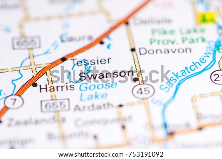 Swanson. Canada on a map.
