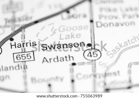 Swanson. Canada on a map.