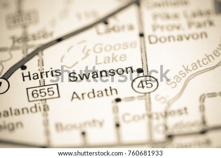 Swanson. Canada on a map.