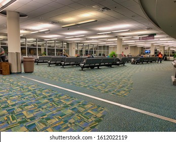 Swanton, OH / USA - April 27, 2019: Toledo Express Airport Terminal Waiting Area.