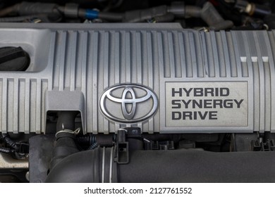 Swat, Pakistan, February 21,2022: Toyota Prius Car Engine Bay