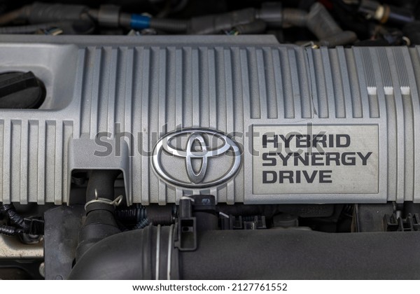 Swat, Pakistan, February 21,2022: Toyota prius car\
engine bay