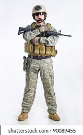 SWAT Team Officer On White Isolated Background