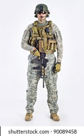 SWAT Team Officer On White Isolated Background