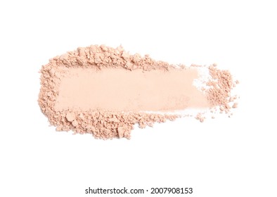 Swatch Of Crushed Face Powder On White Background, Top View
