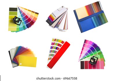 Swatches Selection For Colour, Fabric And Plastic Isolated On A White Background