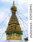 Swayambunath or Monkey Temple, Central Stupa and Buddha eyes, Unesco World Heritage Site, Kathmandu, Nepal, Asia