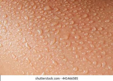 sweat. water drop on human skin