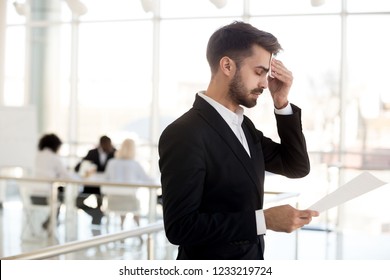 Sweaty Nervous Businessman Feeling Panic Attack Fear Afraid Before Public Speaking, Stressed Speaker Presenter Or Applicant Sweating Wiping Forehead Anxious Worried About Job Interview Performance