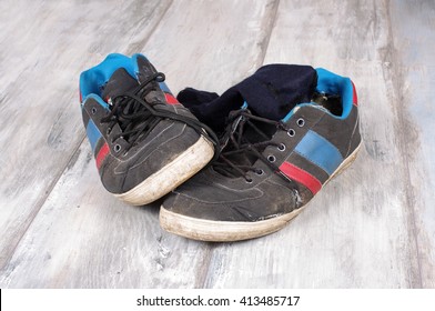 Sweaty Socks And Sneakers After Hard Workout