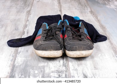 Sweaty Socks And Sneakers After Hard Workout