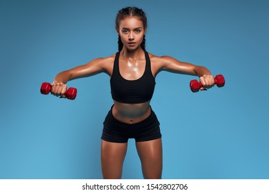 Sweaty Strong Girl Raised Arms Trying Stock Photo 1542802706 | Shutterstock