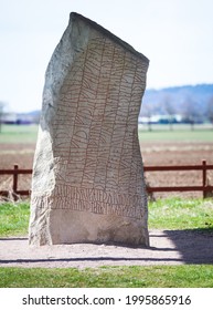 RÖK, SWEDEN- 19 APRIL 2017:
The Rök Runestone Is One Of The Most Famous Runestones, Featuring The Longest Known Runic Inscription In Stone. Photo Jeppe Gustafsson