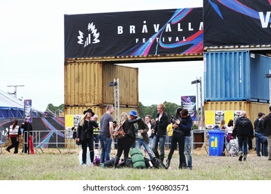 NORRKÖPING, SWEDEN- 25 JUNE 2015: Festival Visitors At Bråvalla Festival. Photo Jeppe Gustafsson