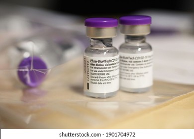 LINKÖPING, SWEDEN- 27 DECEMBER 2020: On Sunday, the first corona vaccinations took place in Sweden. In the picture: Pfizer Biontech's ampoules with corona vaccine.
Photo Jeppe Gustafsson