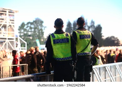 NORRKÖPING, SWEDEN- 27 JUNE 2015:
Police In The Festival Area At Bråvalla Festival 2015. Photo Jeppe Gustafsson