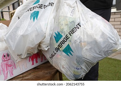 LINKÖPING, SWEDEN- 28 APRIL 2020:Bags with collected garbage in the project "Keep Sweden clean" (Håll Sverige rent). Keep Sweden Clean (HSR) is a non-profit foundation. Photo Jeppe Gustafsson