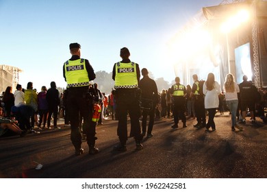 NORRKÖPING, SWEDEN- 28 JUNE 2015:
Police In The Festival Area At Bråvalla Festival 2015. Photo Jeppe Gustafsson