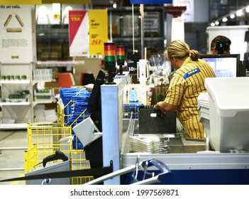 ÄLMHULT, SWEDEN- 29 JULY 2017: 
Staff At The Furniture Department Store Ikea In Älmhult.
Photo Jeppe Gustafsson