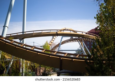 Göteborg, Sweden – 7 April 2022:  Valkiria Ride, Dive Coaster, Liseberg Amusement Park