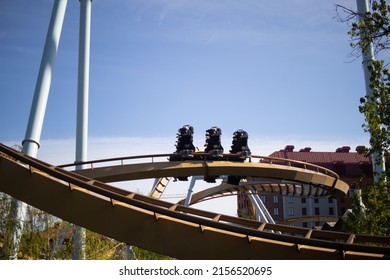 Göteborg, Sweden – 7 April 2022:  Valkiria Ride, Dive Coaster, Liseberg Amusement Park