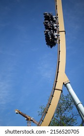 Göteborg, Sweden – 7 April 2022:  Valkiria Ride, Dive Coaster, Liseberg Amusement Park