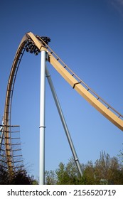 Göteborg, Sweden – 7 April 2022:  Valkiria Ride, Dive Coaster, Liseberg Amusement Park