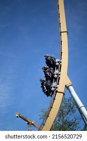 Göteborg, Sweden – 7 April 2022:  Valkiria Ride, Dive Coaster, Liseberg Amusement Park