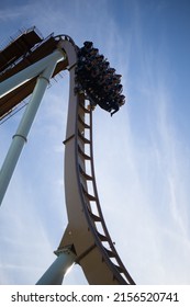 Göteborg, Sweden – 7 April 2022:  Valkiria Ride, Dive Coaster, Liseberg Amusement Park